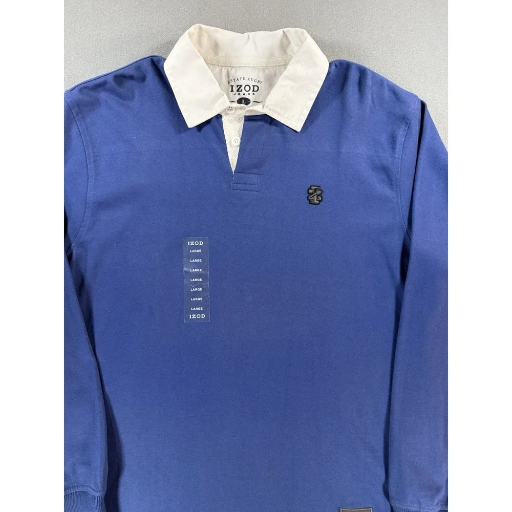 NWT Mens IZOD Estate Rugby Long Sleeve Size Large Blue